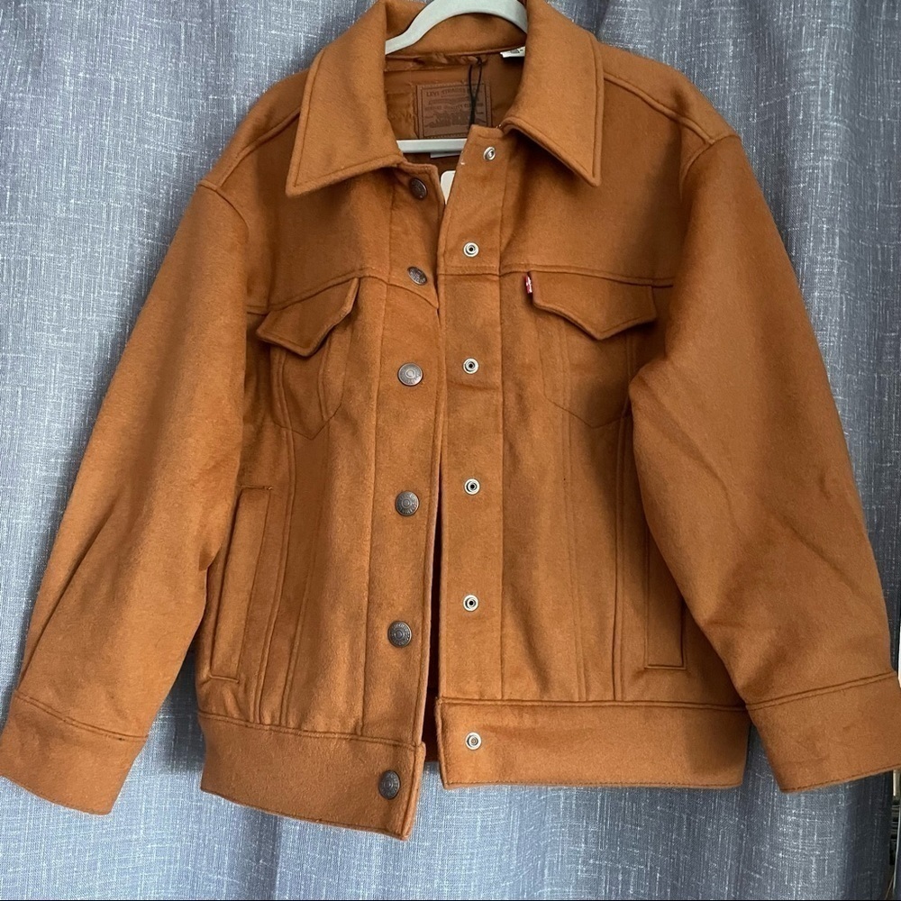 Levi’s Varsity Wool Trucker Coat in Camel Brown - NWT - Size Medium REVOLVE - Picture 7 of 8